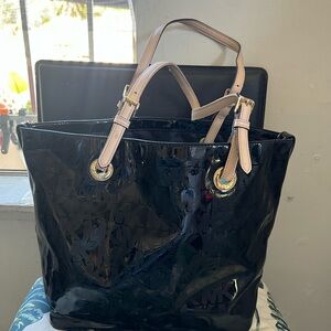 Elegant Black Patent Leather Tote Bag